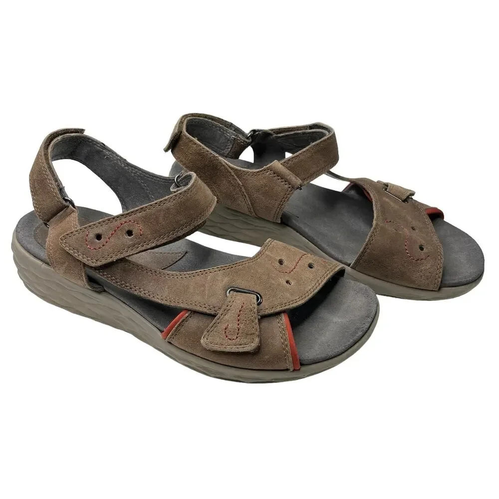 Cobb Hill New Balance Sandals Brown Suede 9 Adjustable Platform